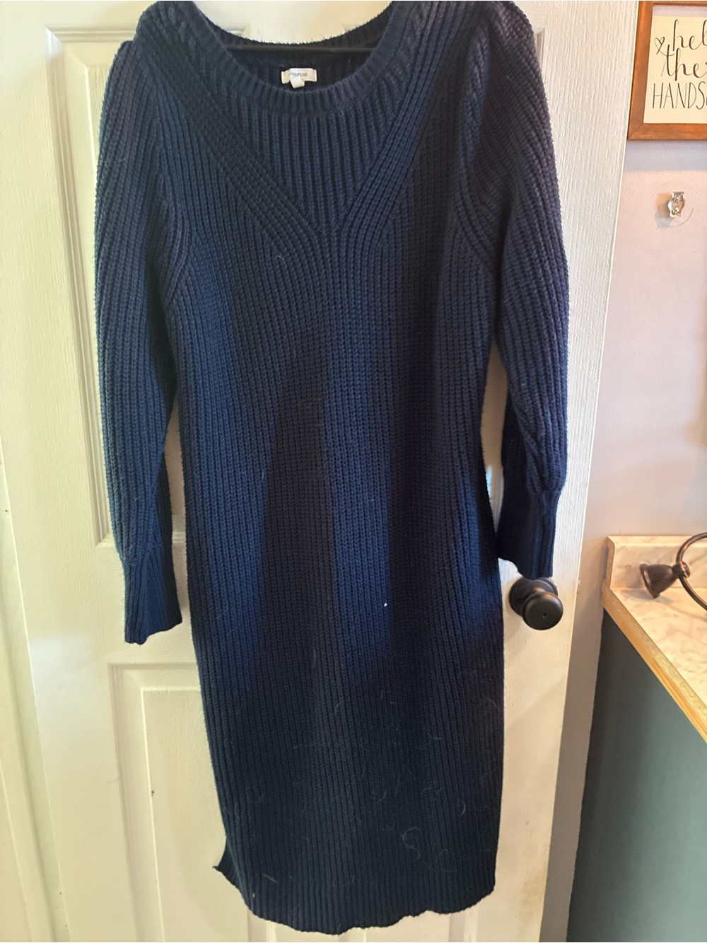Maurices 1X Navy Blue Chunky Knit Sweater Dress Plus Size